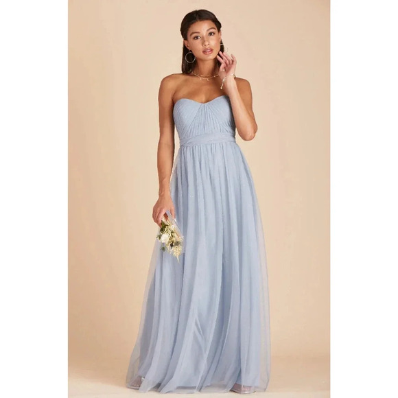 NWT Birdy Grey Christina Convertible Maxi Dress Sweetheart Tulle Dusty Blue M - Picture 3 of 8